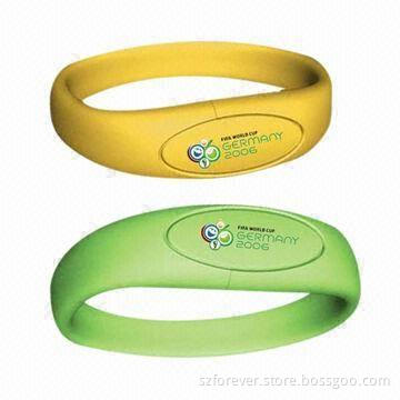 Bracelet USB Flash Sticks with Logo Printed Free, CE, FCC, RoHS Marks